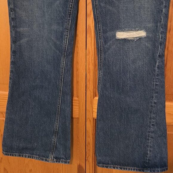 Edwin High Rise Flare Jeans Women's SZ 31 Averi Distressed Dark Wash - Picture 5 of 12